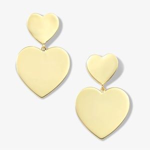 MELINDA MARIA Double Heart Gold Earrings